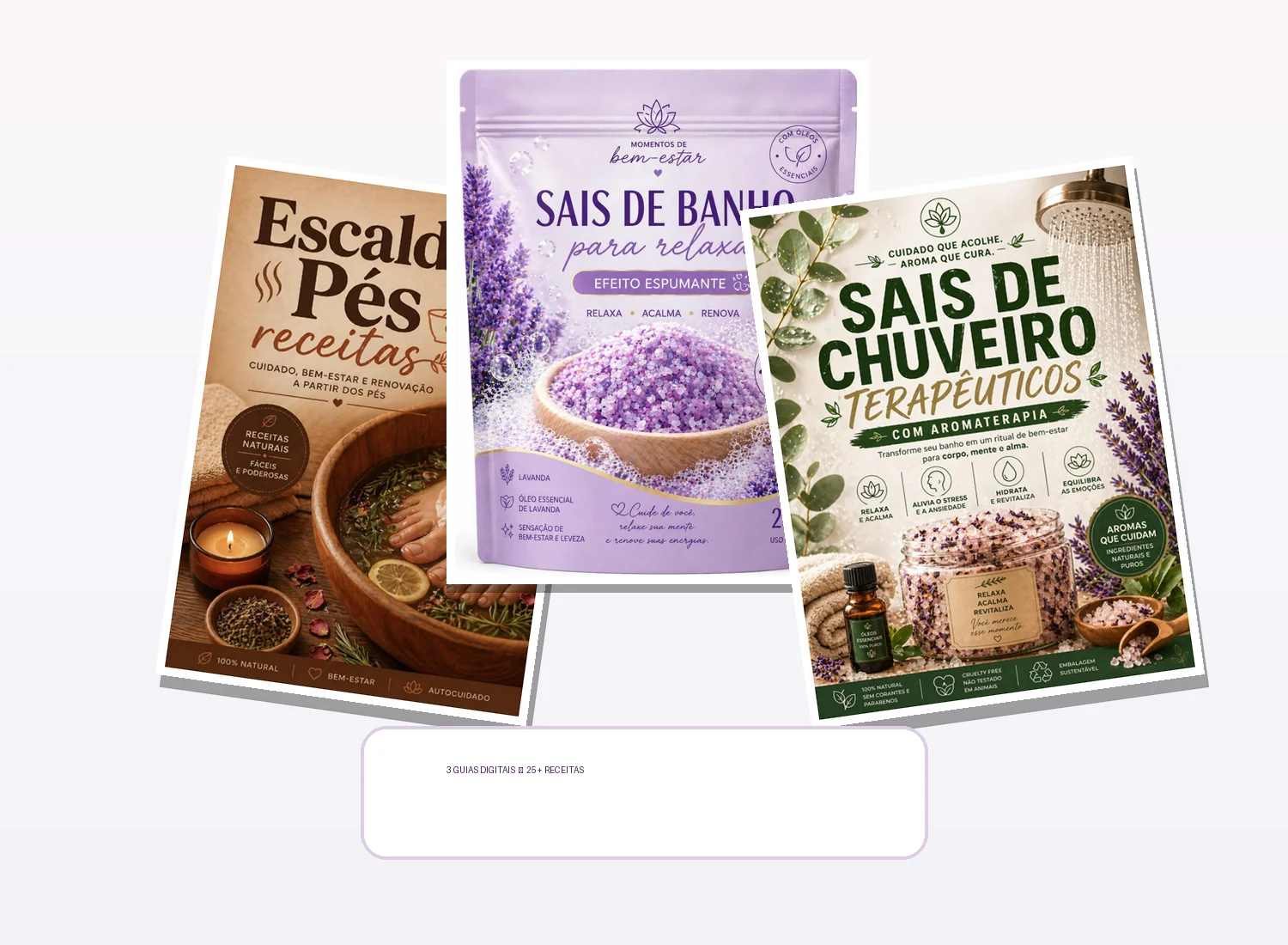Kit SPA em Casa com três guias digitais de autocuidado